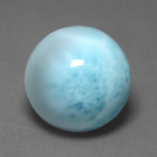 Larimar naturale blu da 6,48 ct, taglio rotondo, opaco