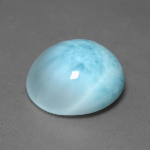 Larimar naturale blu da 6,48 ct, taglio rotondo, opaco