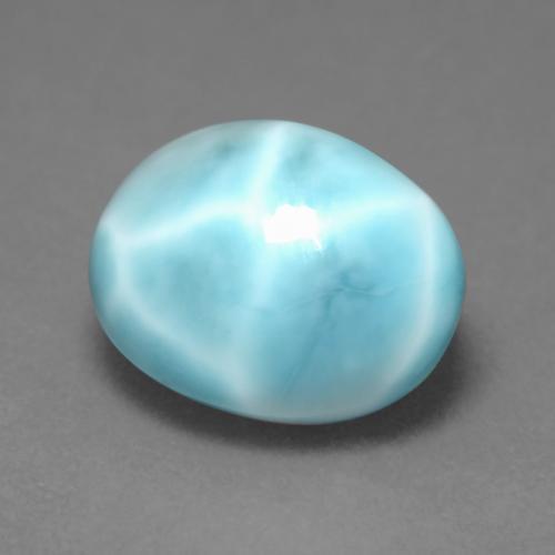 Larimar naturale blu da 4,55 ct, taglio ovale, opaco