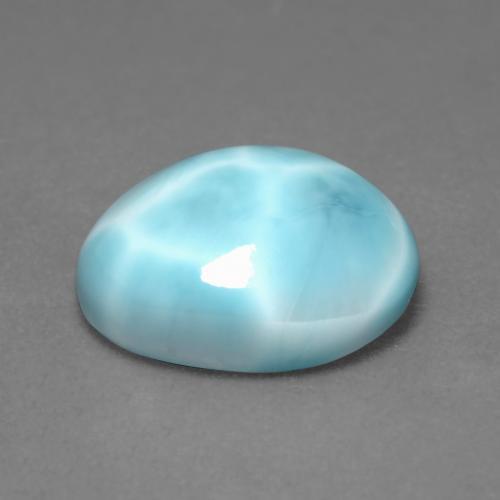 Larimar naturale blu da 4,55 ct, taglio ovale, opaco