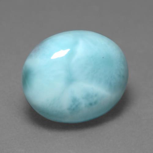 Larimar naturale blu da 4,62 ct, taglio ovale, opaco