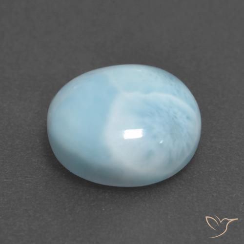 Larimar Azzurro naturale da 3.26 ct, Rotondo, Opaco