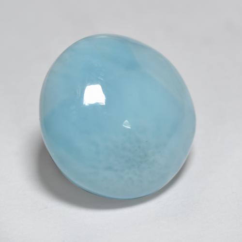 Larimar Celeste naturale da 3.19 ct, Taglio rotondo, Opaco