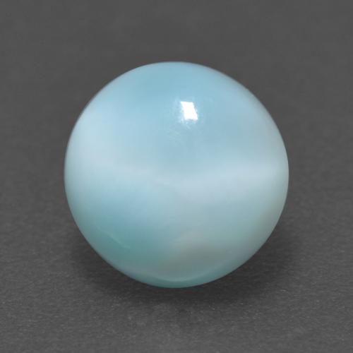 Larimar Blu verdastro chiaro naturale da 1.82 ct, Taglio rotondo, Traslucido