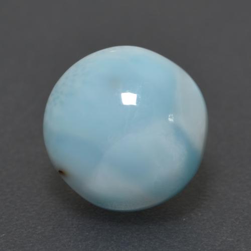 Larimar Blu verdastro chiaro naturale da 3.68 ct, Taglio rotondo, Opaco