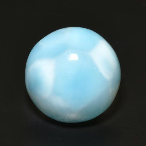 Larimar Blu verdastro chiaro naturale da 7.56 ct, Taglio rotondo, Opaco