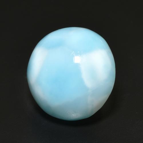Larimar Blu verdastro chiaro naturale da 7.56 ct, Taglio rotondo, Opaco