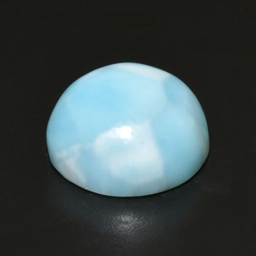 Larimar Blu verdastro chiaro naturale da 7.56 ct, Taglio rotondo, Opaco