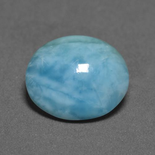 Larimar Verde bluastro chiaro naturale da 3.40 ct, Taglio ovale, Opaco
