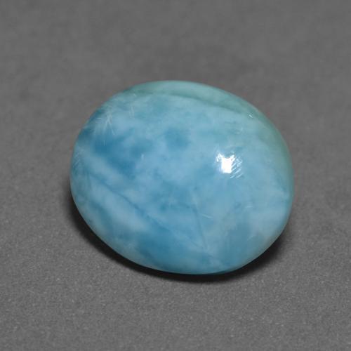 Larimar Verde bluastro chiaro naturale da 3.40 ct, Taglio ovale, Opaco