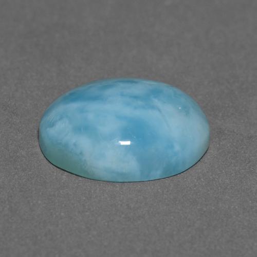 Larimar Verde bluastro chiaro naturale da 3.40 ct, Taglio ovale, Opaco