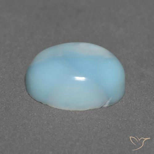 Larimar Verde bluastro chiaro naturale da 3.76 ct, Ovale, Opaco