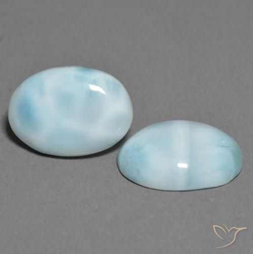 Gemme di Larimar Verde bluastro chiaro naturale da 9.96 ct, Taglio ovale, Opaco