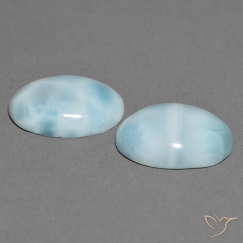 Gemme di Larimar Verde bluastro chiaro naturale da 9.96 ct, Taglio ovale, Opaco
