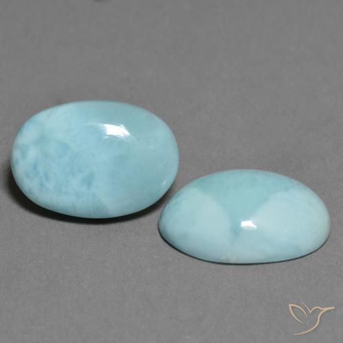 Gemme di Larimar Verde bluastro chiaro naturale da 11.06 ct, Ovale, Opaco