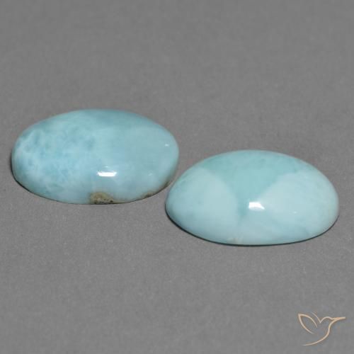 Gemme di Larimar Verde bluastro chiaro naturale da 11.06 ct, Ovale, Opaco