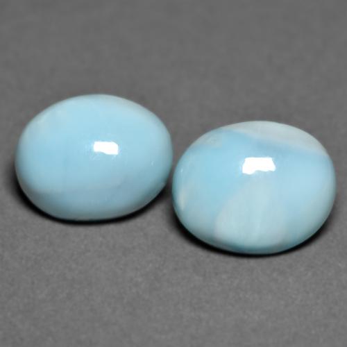Larimar naturale turchese da 6,43 ct, taglio ovale, opaco