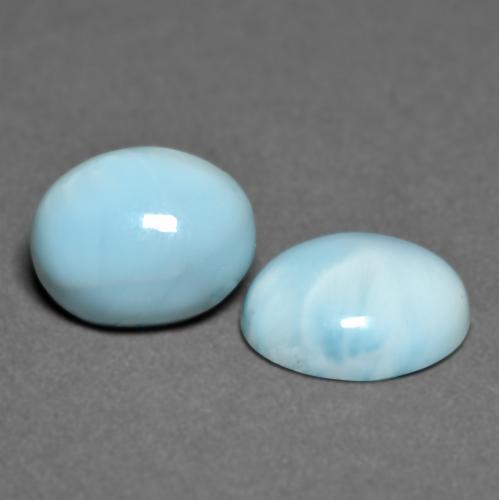 Larimar naturale turchese da 6,43 ct, taglio ovale, opaco