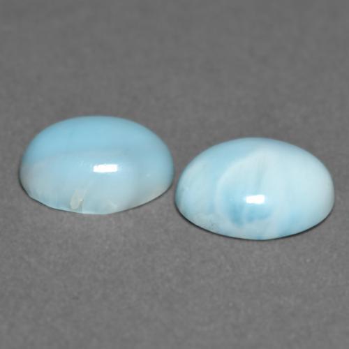 Larimar naturale turchese da 6,43 ct, taglio ovale, opaco