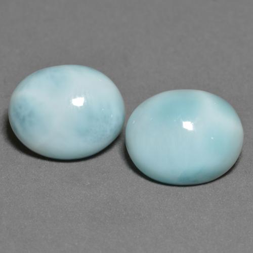 Larimar naturale blu da 6,86 ct, taglio ovale, opaco