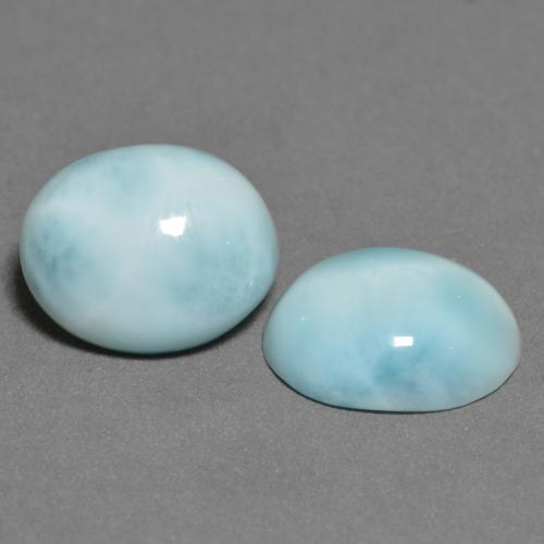 Larimar naturale blu da 6,86 ct, taglio ovale, opaco