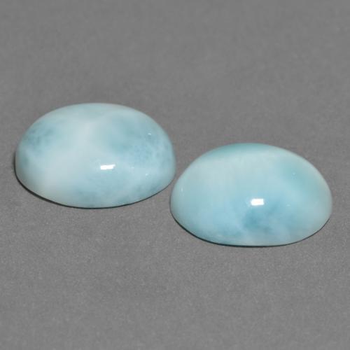 Larimar naturale blu da 6,86 ct, taglio ovale, opaco
