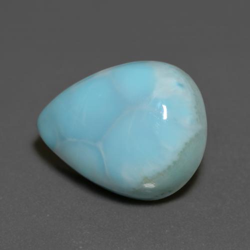 Larimar Blu verdastro chiaro naturale da 8.77 ct, Forma a pera, Opaco