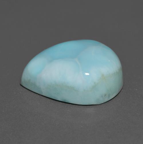 Larimar Blu verdastro chiaro naturale da 8.77 ct, Forma a pera, Opaco