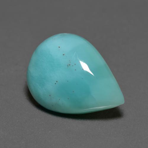 Larimar naturale turchese da 6,51 ct, taglio a pera, opaco