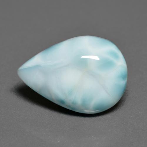 Larimar Blu verdastro chiaro naturale da 6.24 ct, Forma a pera, Opaco