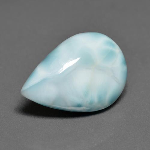 Larimar Blu verdastro chiaro naturale da 6.24 ct, Forma a pera, Opaco