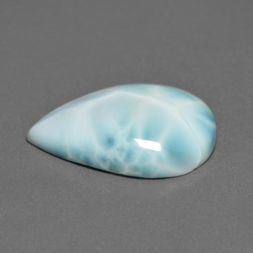 Larimar Blu verdastro chiaro naturale da 6.24 ct, Forma a pera, Opaco