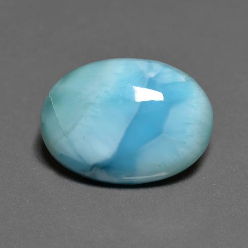Larimar Verde bluastro chiaro naturale da 5.29 ct, Taglio ovale, Opaco