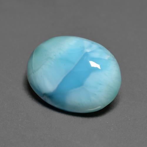 Larimar Verde bluastro chiaro naturale da 5.29 ct, Taglio ovale, Opaco