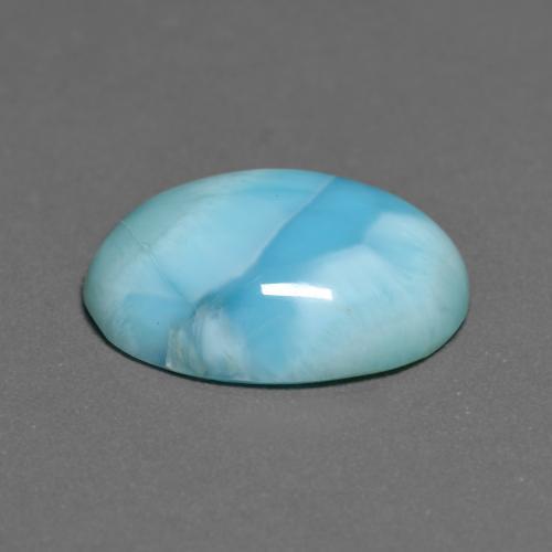 Larimar Verde bluastro chiaro naturale da 5.29 ct, Taglio ovale, Opaco