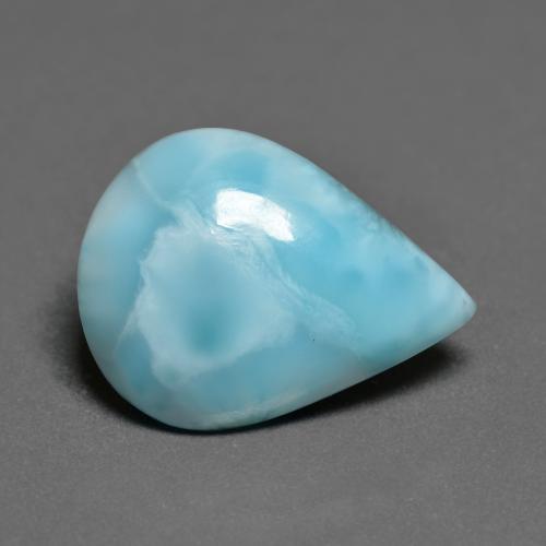 Larimar naturale turchese da 5,88 ct, taglio a pera, opaco