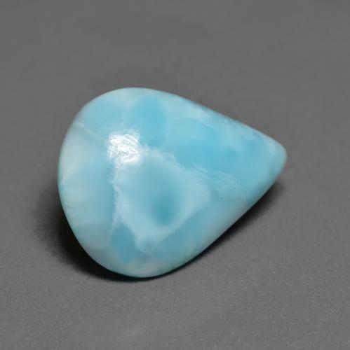 Larimar naturale turchese da 5,88 ct, taglio a pera, opaco