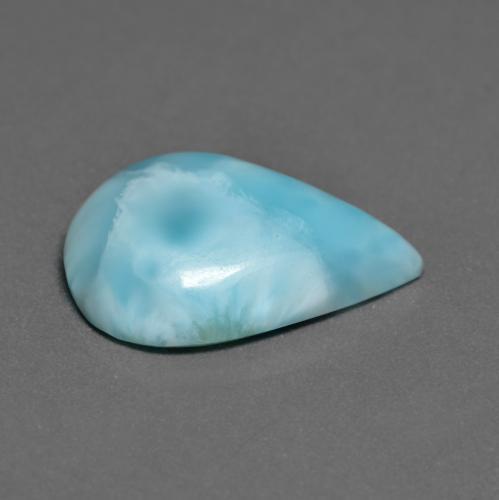 Larimar naturale turchese da 5,88 ct, taglio a pera, opaco