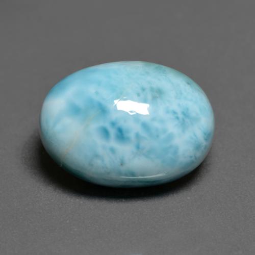 Larimar naturale blu-verde chiaro da 8,04 ct, taglio ovale, opaco