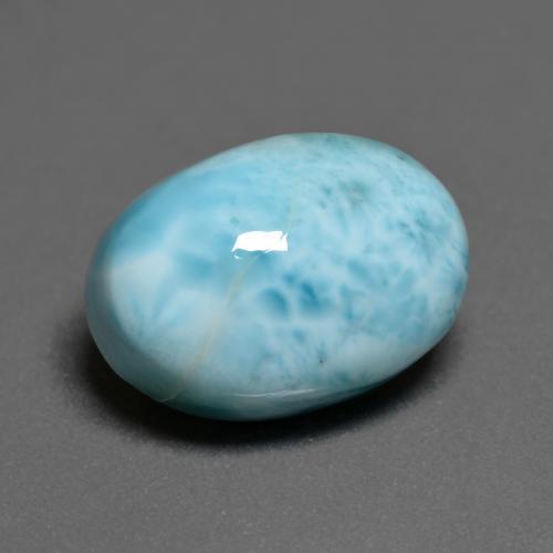 Larimar naturale blu-verde chiaro da 8,04 ct, taglio ovale, opaco