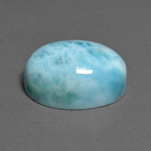 Larimar naturale blu-verde chiaro da 8,04 ct, taglio ovale, opaco