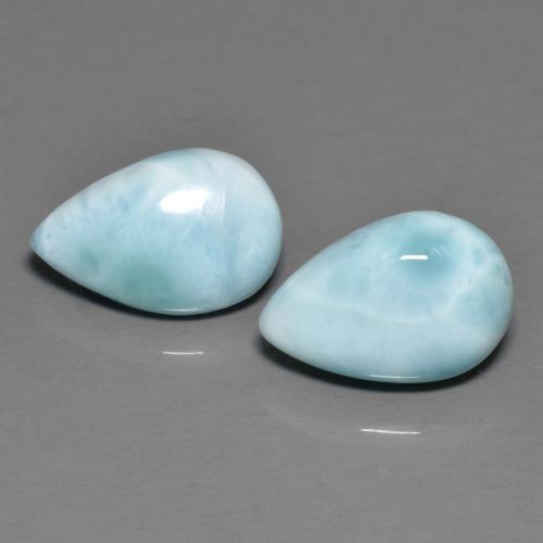 Larimar naturale blu da 4,09 ct, taglio a pera, opaco