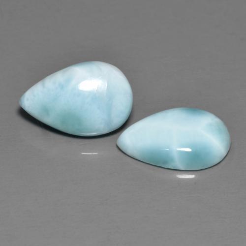 Larimar naturale blu da 4,09 ct, taglio a pera, opaco