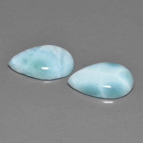 Larimar naturale blu da 4,09 ct, taglio a pera, opaco