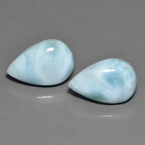 Larimar naturale blu da 4,37 ct, taglio a pera, opaco