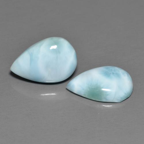 Larimar naturale blu da 4,37 ct, taglio a pera, opaco