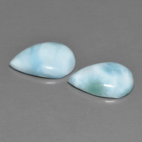 Larimar naturale blu da 4,37 ct, taglio a pera, opaco