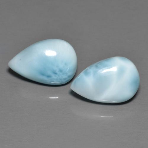 Larimar naturale blu da 4,60 ct, taglio a pera, opaco