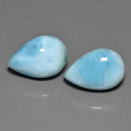 Gemme di Larimar Blu medio naturale da 6.44 ct, Forma a pera, Opaco