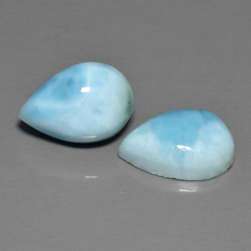 Gemme di Larimar Blu medio naturale da 6.44 ct, Forma a pera, Opaco